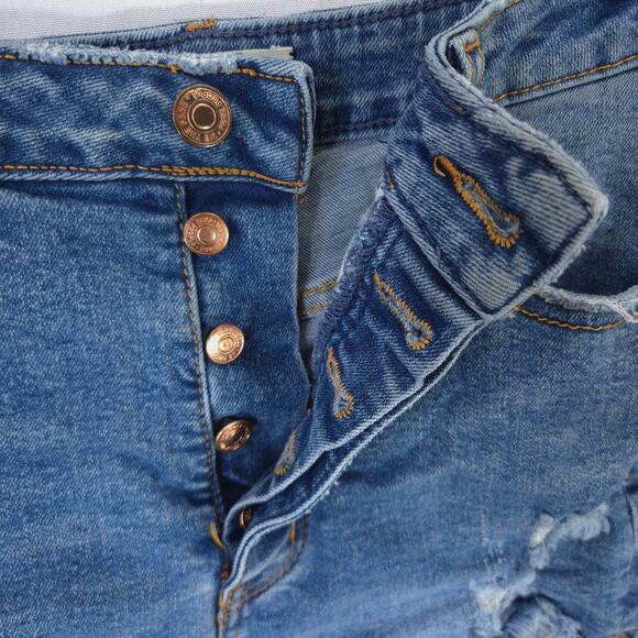 We The Free Shorts Womens 27 Curvy Blue Cut Off Button Fly Distressed Denim - Picture 7 of 9